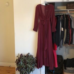 Burgundy Long-sleeve Dress